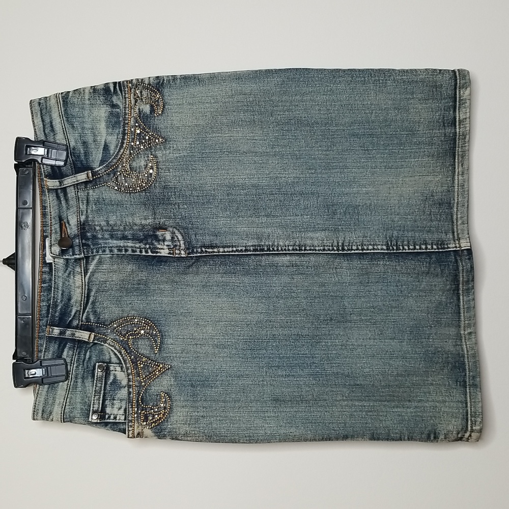 💥Cache Denim Embellished Jean Skirt 4